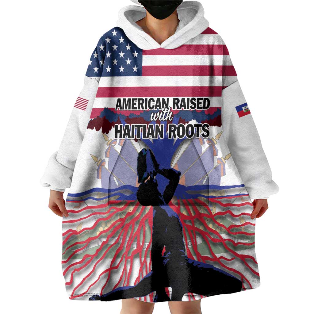 Haiti Heritage Month 2025 Wearable Blanket Hoodie American Raised With Haitian Roots