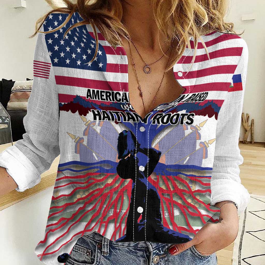 Haiti Heritage Month 2025 Women Casual Shirt American Raised With Haitian Roots