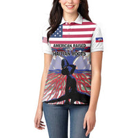 Haiti Heritage Month 2025 Women Polo Shirt American Raised With Haitian Roots