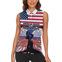 Haiti Heritage Month 2025 Women Sleeveless Polo Shirt American Raised With Haitian Roots