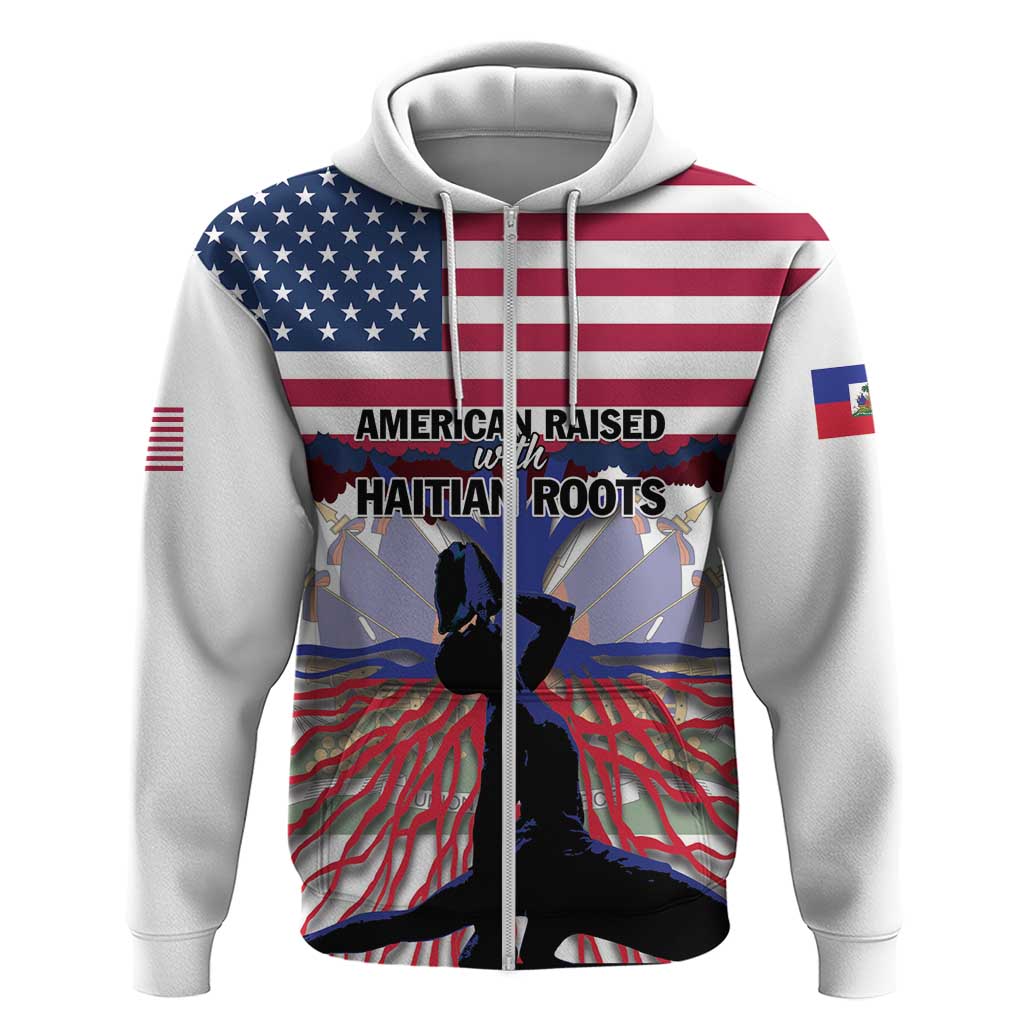 Haiti Heritage Month 2025 Zip Hoodie American Raised With Haitian Roots