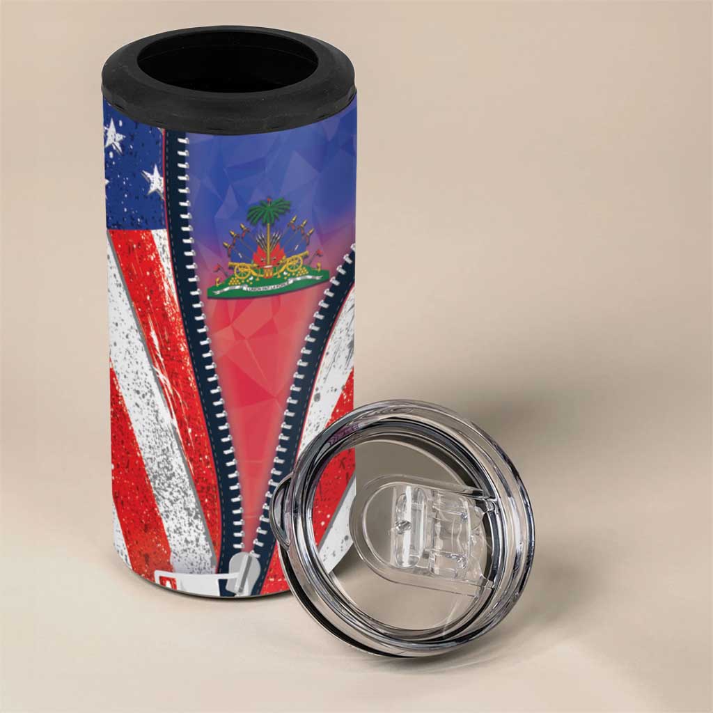 Haitian Americans Zipper Stylized 4 in 1 Can Cooler Tumbler Haiti Heritage Month 2025