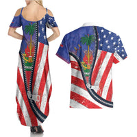 Haitian Americans Zipper Stylized Couples Matching Summer Maxi Dress and Hawaiian Shirt Haiti Heritage Month 2025