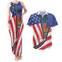 Haitian Americans Zipper Stylized Couples Matching Tank Maxi Dress and Hawaiian Shirt Haiti Heritage Month 2025
