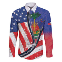 Haitian Americans Zipper Stylized Family Matching Long Sleeve Bodycon Dress and Hawaiian Shirt Haiti Heritage Month 2025