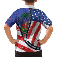 Haitian Americans Zipper Stylized Family Matching Off Shoulder Maxi Dress and Hawaiian Shirt Haiti Heritage Month 2025