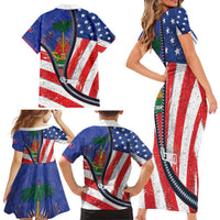 Haitian Americans Zipper Stylized Family Matching Short Sleeve Bodycon Dress and Hawaiian Shirt Haiti Heritage Month 2025