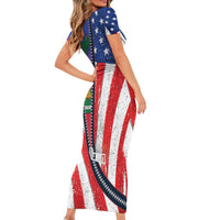 Haitian Americans Zipper Stylized Family Matching Short Sleeve Bodycon Dress and Hawaiian Shirt Haiti Heritage Month 2025