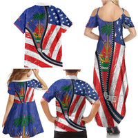 Haitian Americans Zipper Stylized Family Matching Summer Maxi Dress and Hawaiian Shirt Haiti Heritage Month 2025
