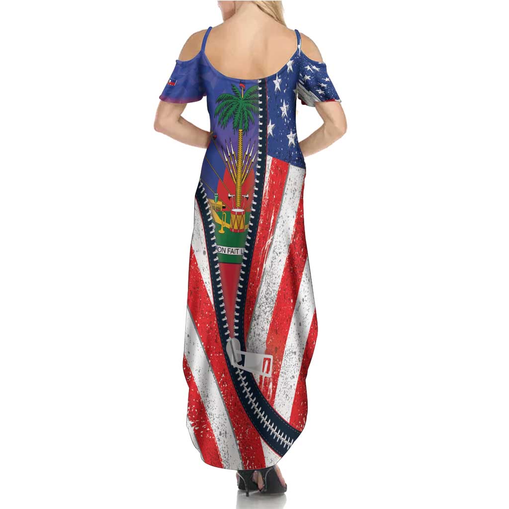 Haitian Americans Zipper Stylized Family Matching Summer Maxi Dress and Hawaiian Shirt Haiti Heritage Month 2025