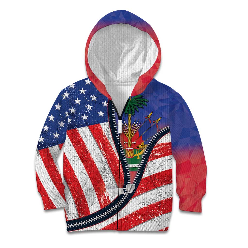 Haitian Americans Zipper Stylized Kid Hoodie Haiti Heritage Month 2025