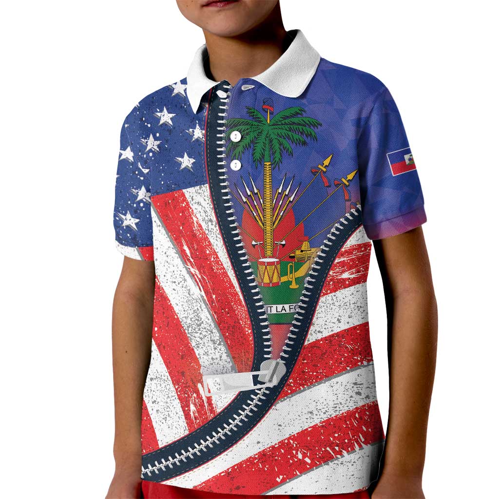 Haitian Americans Zipper Stylized Kid Polo Shirt Haiti Heritage Month 2025