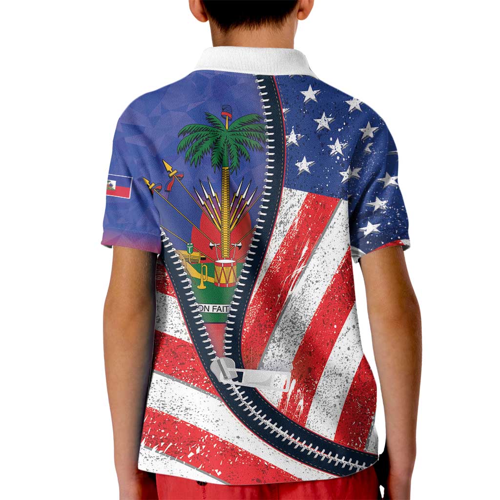 Haitian Americans Zipper Stylized Kid Polo Shirt Haiti Heritage Month 2025