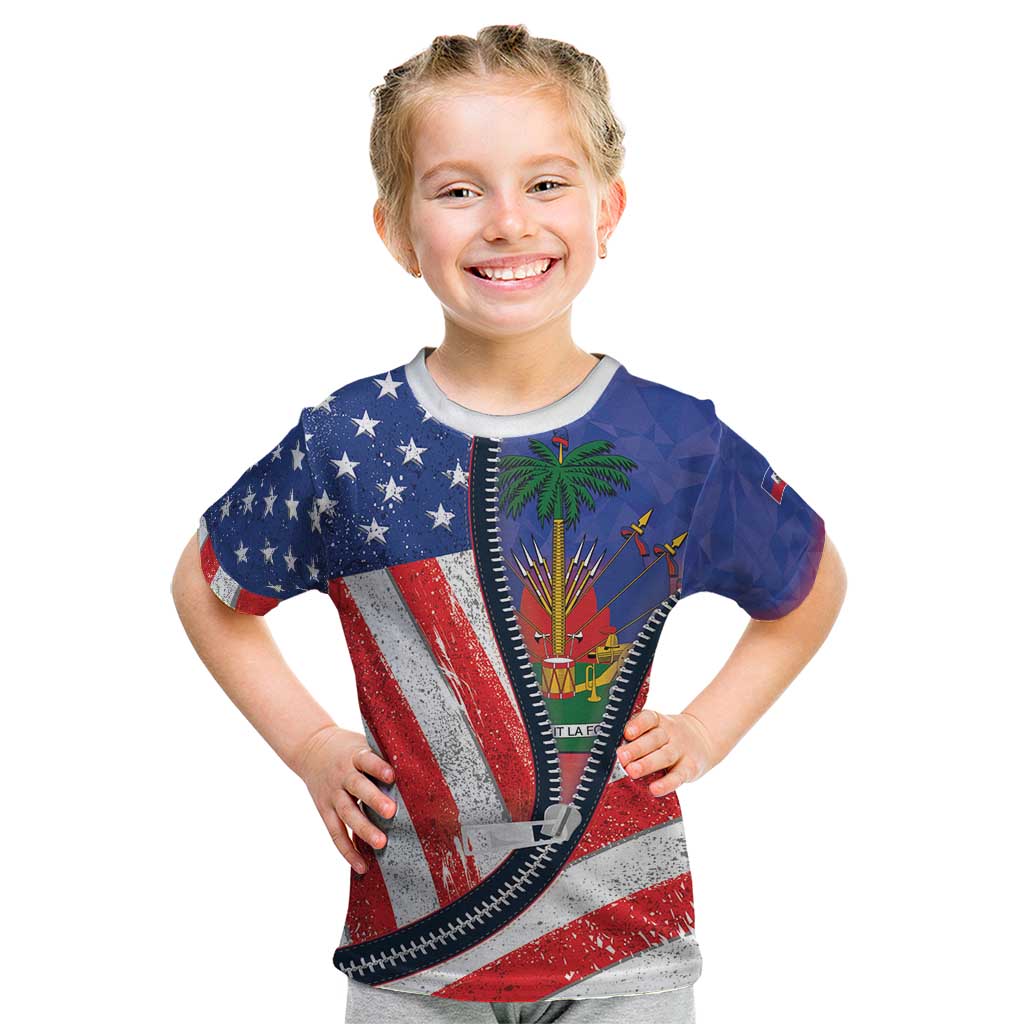 Haitian Americans Zipper Stylized Kid T Shirt Haiti Heritage Month 2025
