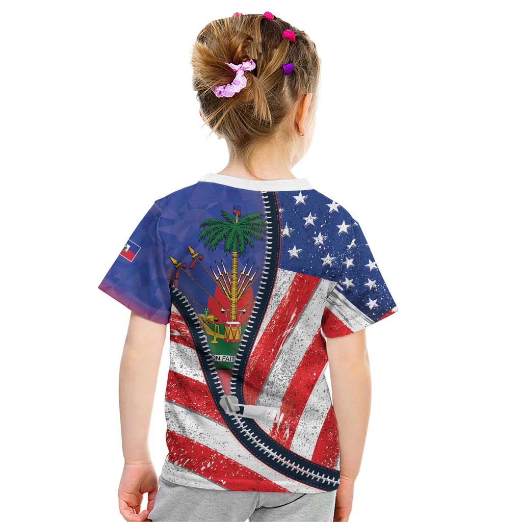 Haitian Americans Zipper Stylized Kid T Shirt Haiti Heritage Month 2025