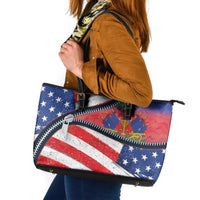 Haitian Americans Zipper Stylized Leather Tote Bag Haiti Heritage Month 2025