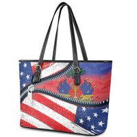 Haitian Americans Zipper Stylized Leather Tote Bag Haiti Heritage Month 2025