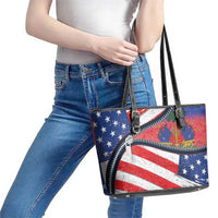 Haitian Americans Zipper Stylized Leather Tote Bag Haiti Heritage Month 2025