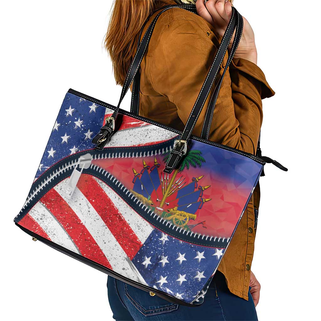 Haitian Americans Zipper Stylized Leather Tote Bag Haiti Heritage Month 2025