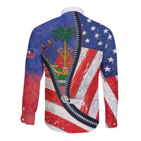 Haitian Americans Zipper Stylized Long Sleeve Button Shirt Haiti Heritage Month 2025