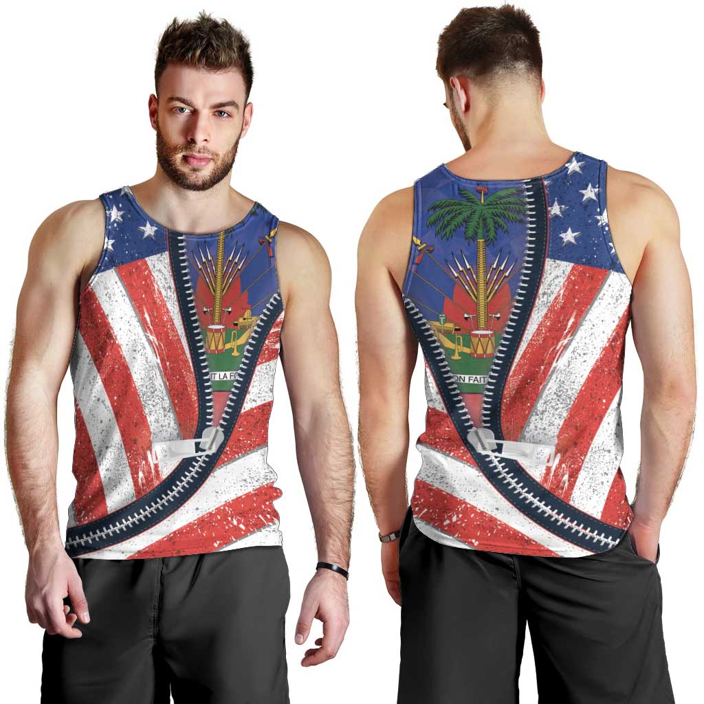 Haitian Americans Zipper Stylized Men Tank Top Haiti Heritage Month 2025