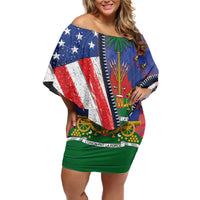 Haitian Americans Zipper Stylized Off Shoulder Short Dress Haiti Heritage Month 2025