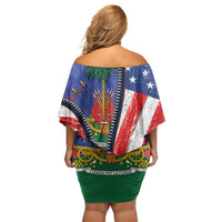 Haitian Americans Zipper Stylized Off Shoulder Short Dress Haiti Heritage Month 2025