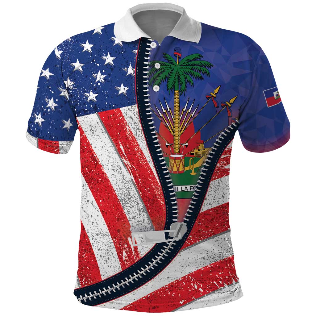 Haitian Americans Zipper Stylized Polo Shirt Haiti Heritage Month 2025