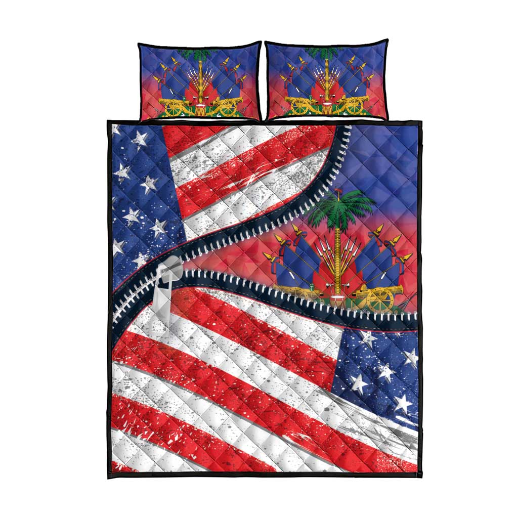 Haitian Americans Zipper Stylized Quilt Bed Set Haiti Heritage Month 2025