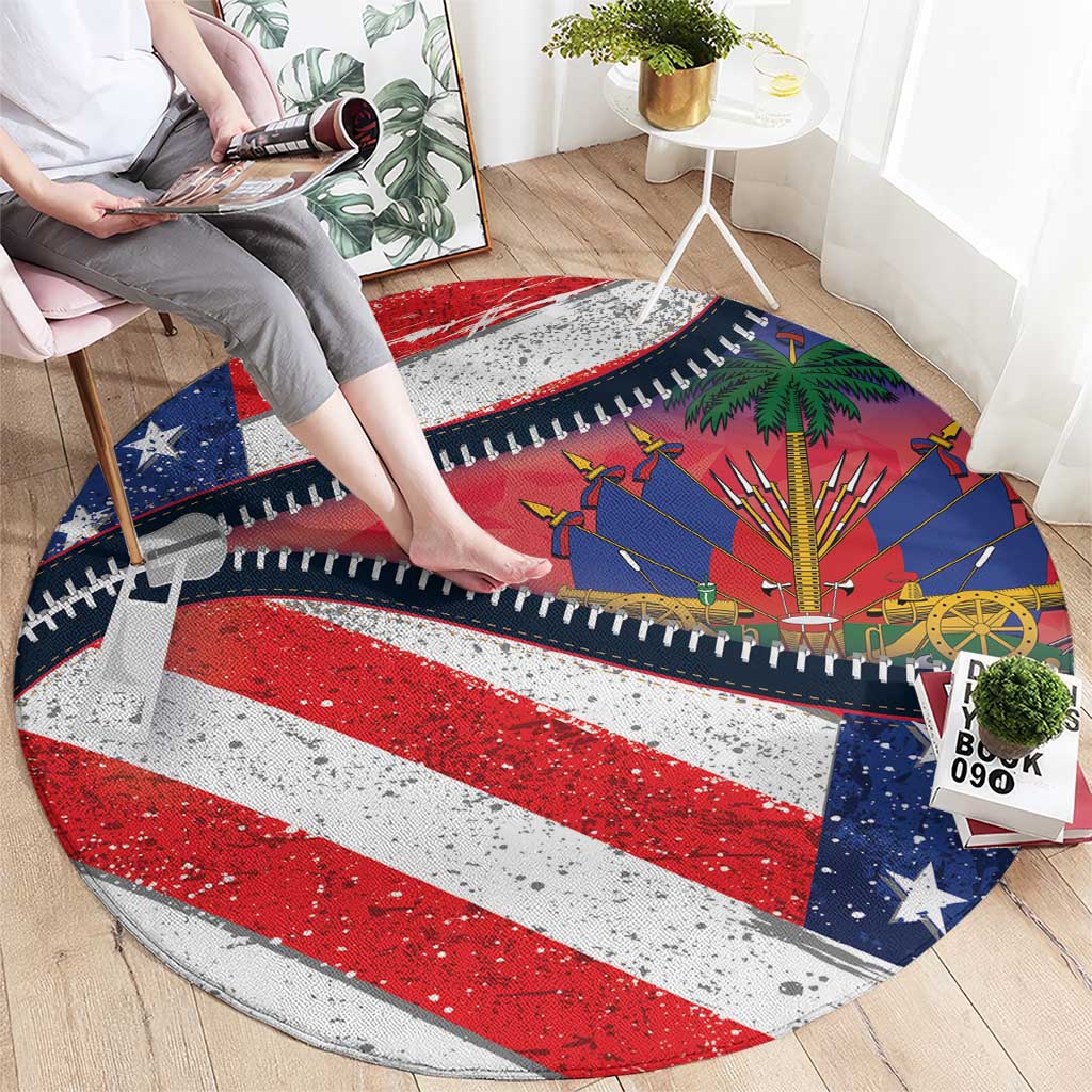 Haitian Americans Zipper Stylized Round Carpet Haiti Heritage Month 2025