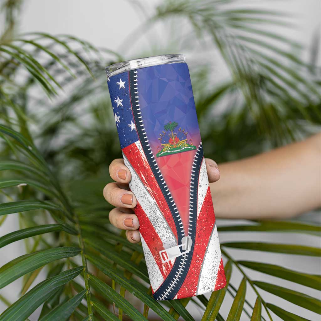Haitian Americans Zipper Stylized Skinny Tumbler Haiti Heritage Month 2025