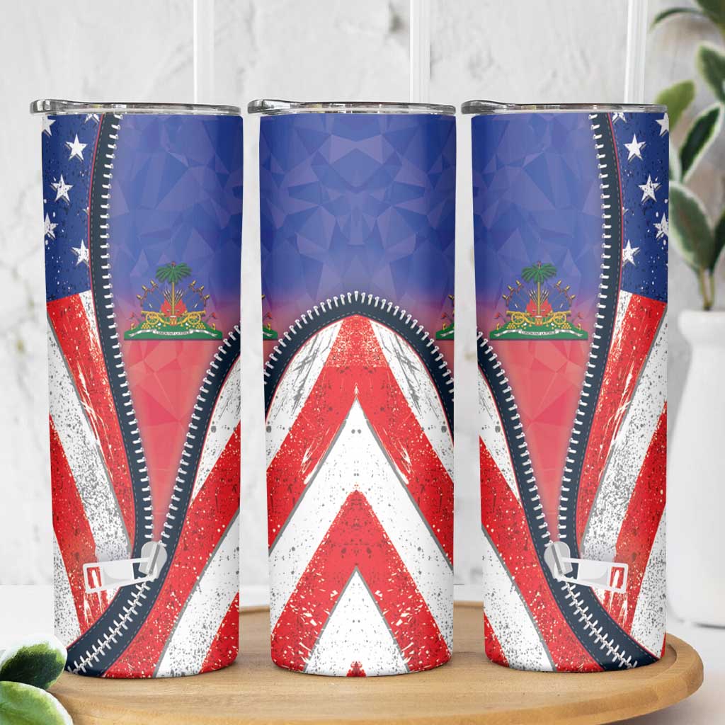 Haitian Americans Zipper Stylized Skinny Tumbler Haiti Heritage Month 2025