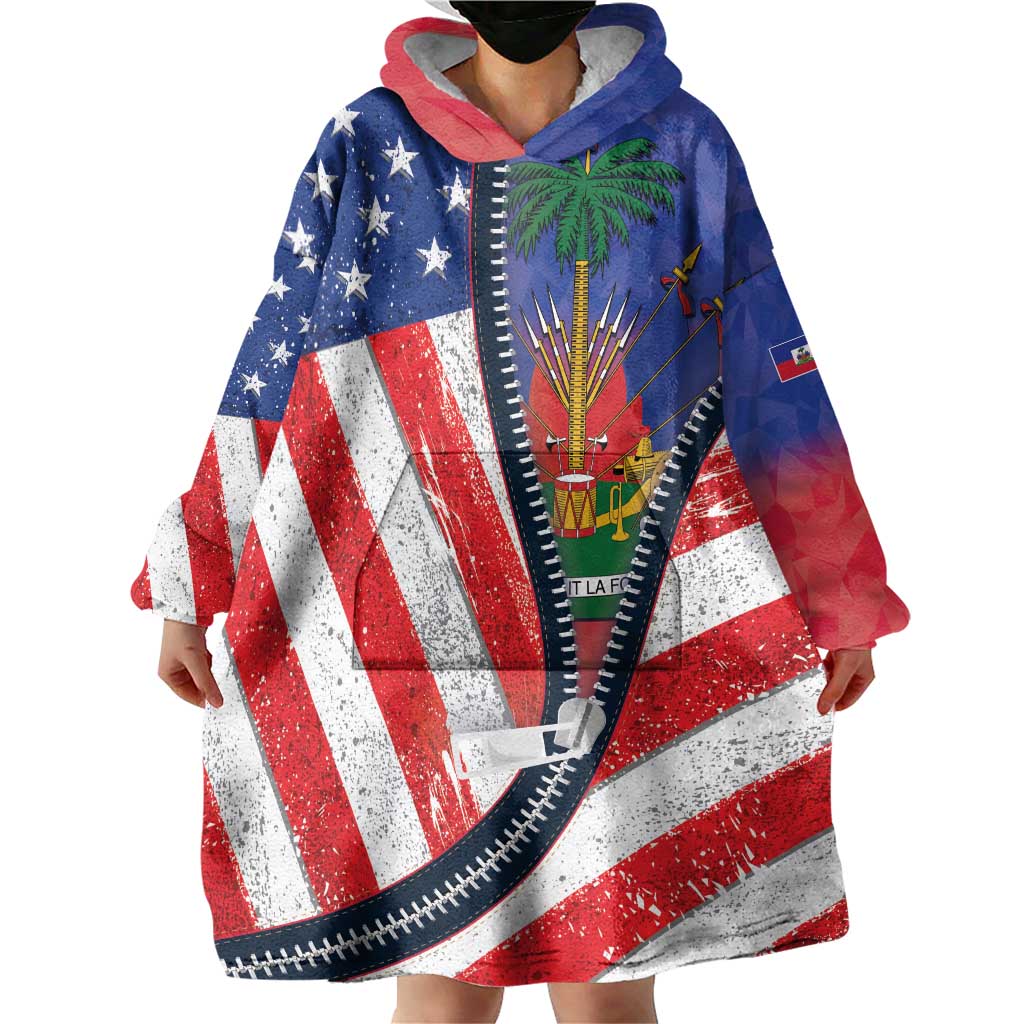 Haitian Americans Zipper Stylized Wearable Blanket Hoodie Haiti Heritage Month 2025