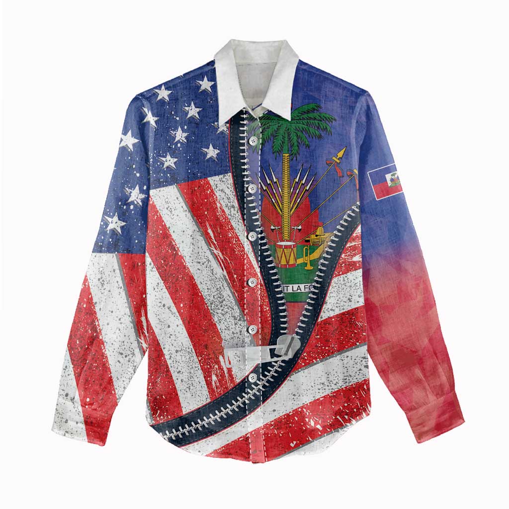 Haitian Americans Zipper Stylized Women Casual Shirt Haiti Heritage Month 2025