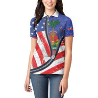 Haitian Americans Zipper Stylized Women Polo Shirt Haiti Heritage Month 2025