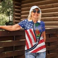 Haitian Americans Zipper Stylized Women Polo Shirt Haiti Heritage Month 2025
