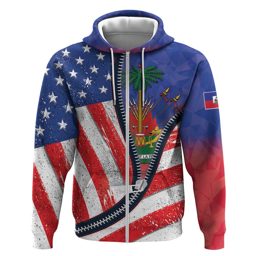 Haitian Americans Zipper Stylized Zip Hoodie Haiti Heritage Month 2025