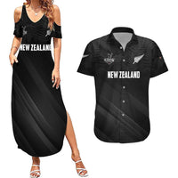 Custom New Zealand Cricket Couples Matching Summer Maxi Dress and Hawaiian Shirt Aotearoa Black Cap Come On