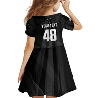 Custom New Zealand Cricket Family Matching Short Sleeve Bodycon Dress and Hawaiian Shirt Aotearoa Black Cap Come On