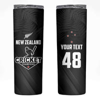 Custom New Zealand Cricket Skinny Tumbler Aotearoa Black Cap Come On