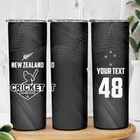 Custom New Zealand Cricket Skinny Tumbler Aotearoa Black Cap Come On
