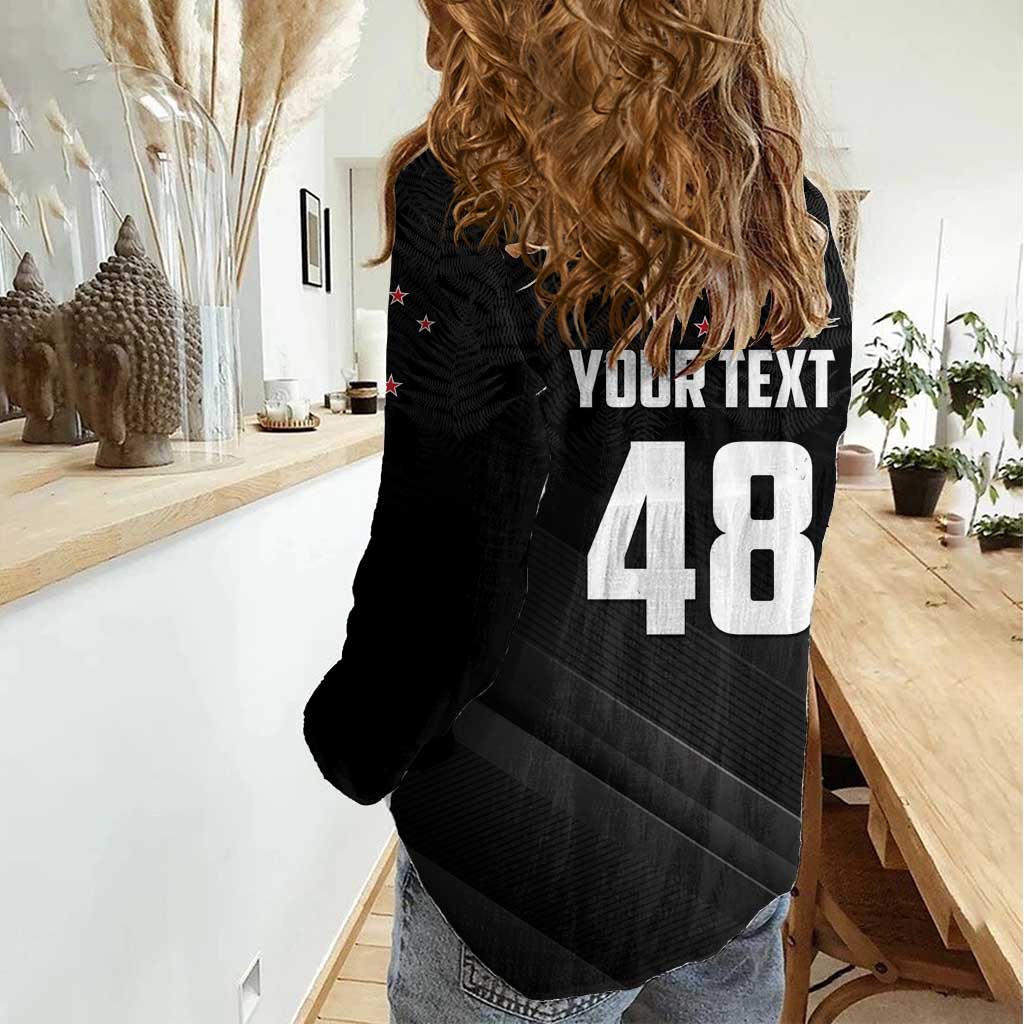 Custom New Zealand Cricket Women Casual Shirt Aotearoa Black Cap Come On