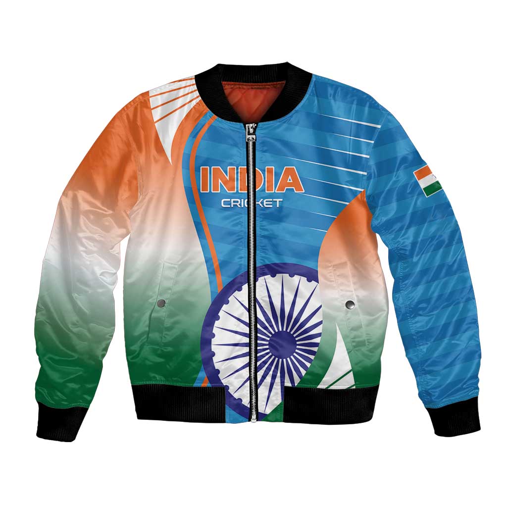 Custom India Cricket Bomber Jacket Men in Blue Champions 2025