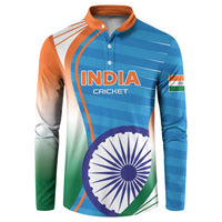 Custom India Cricket Button Sweatshirt Men in Blue Champions 2025