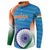 Custom India Cricket Button Sweatshirt Men in Blue Champions 2025