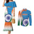 Custom India Cricket Couples Matching Mermaid Dress and Long Sleeve Button Shirt Men in Blue Champions 2025