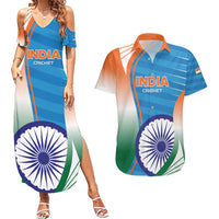 Custom India Cricket Couples Matching Summer Maxi Dress and Hawaiian Shirt Men in Blue Champions 2025