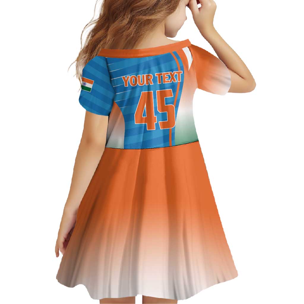 Custom India Cricket Family Matching Long Sleeve Bodycon Dress and Hawaiian Shirt Men in Blue Champions 2025