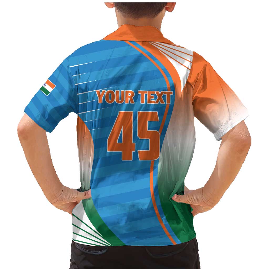 Custom India Cricket Family Matching Mermaid Dress and Hawaiian Shirt Men in Blue Champions 2025