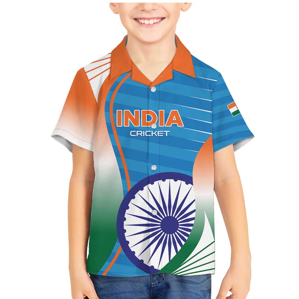 Custom India Cricket Family Matching Mermaid Dress and Hawaiian Shirt Men in Blue Champions 2025